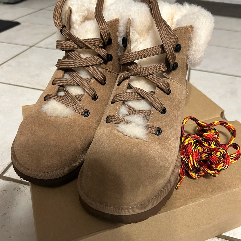 UGG Brown Boots with Cream Fur